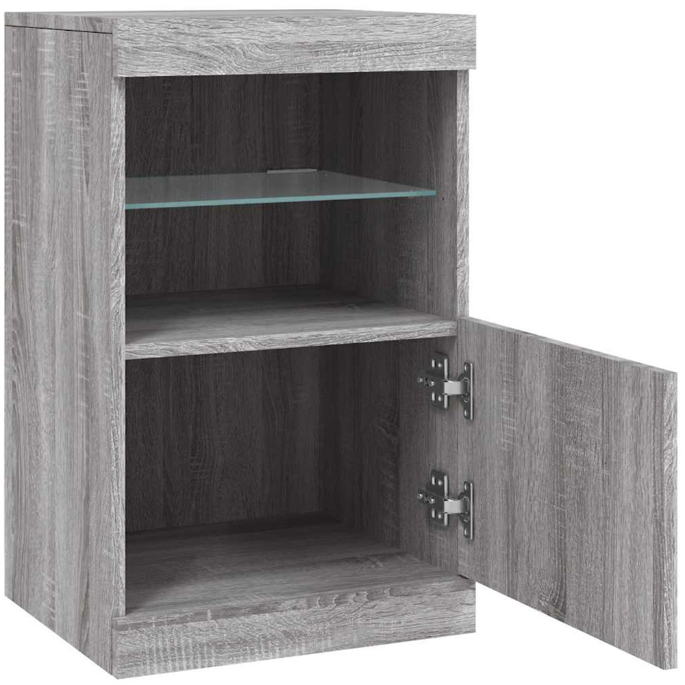 vidaXL Single Door 2 Shelf Grey Sonoma LED Sideboard Image 4