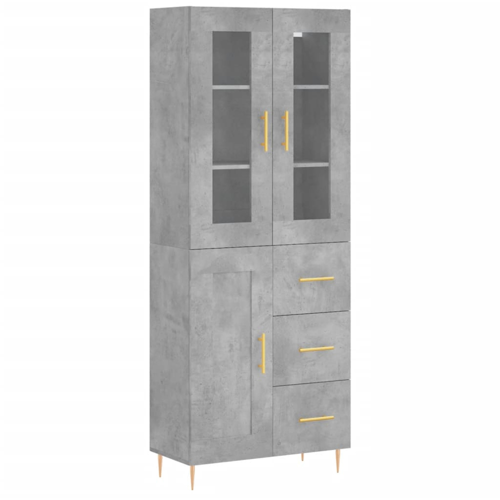 vidaXL 3 Door 3 Drawer Concrete Grey Highboard Image 2