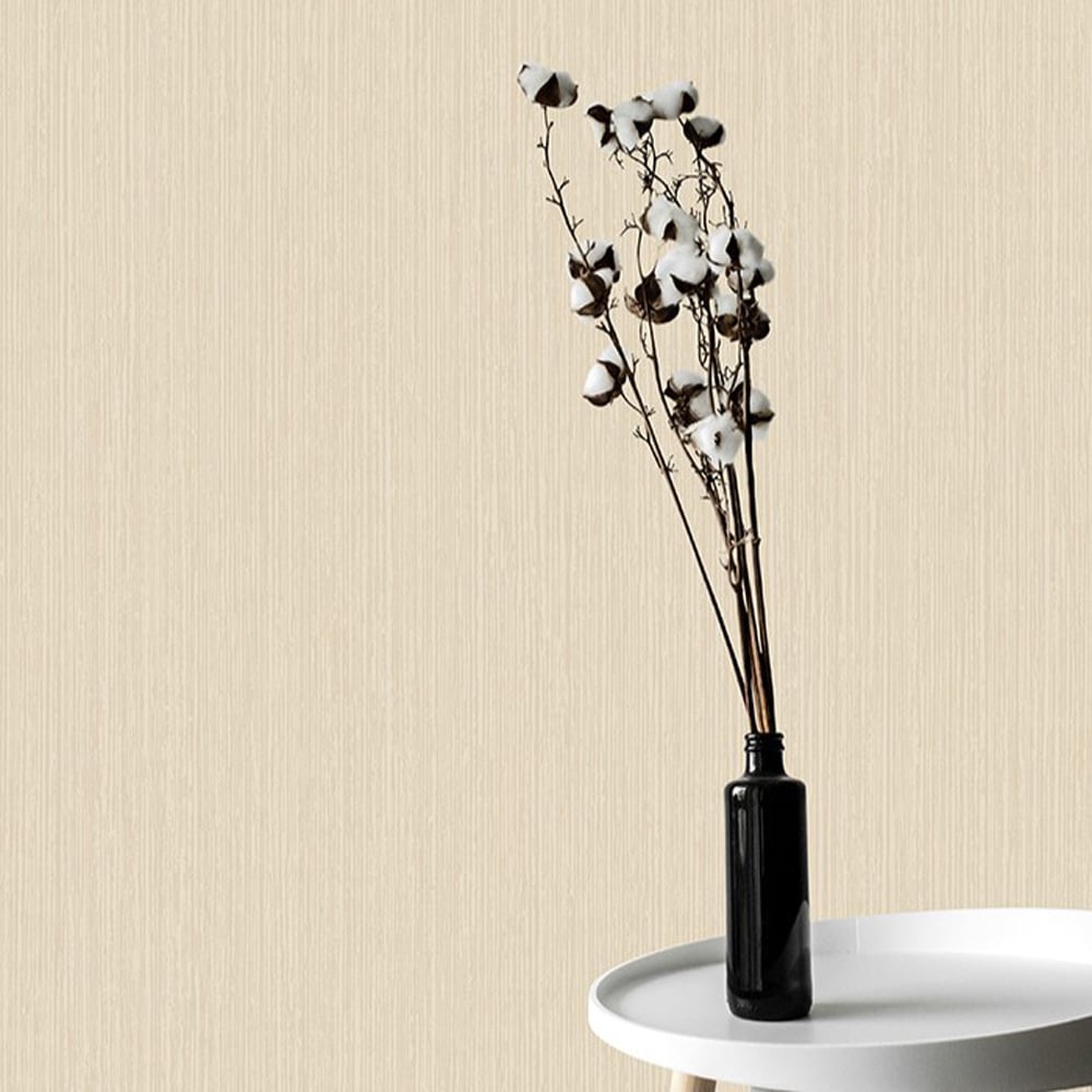 Grandeco Calcutta Plain Blown Vinyl Textured Beige Wallpaper Image 3
