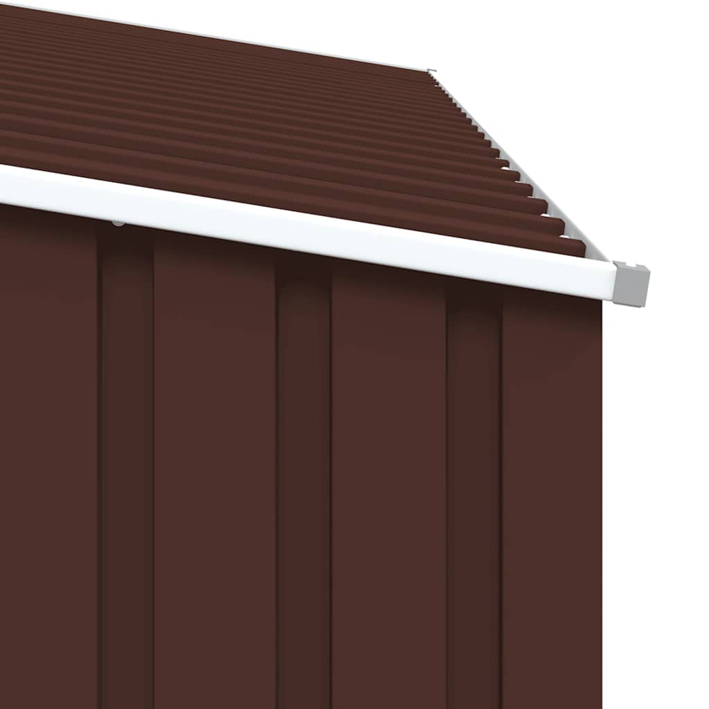 vidaXL 8 x 3.2ft Brown Galvanised Steel Garden Shed with Extended Roof Image 6