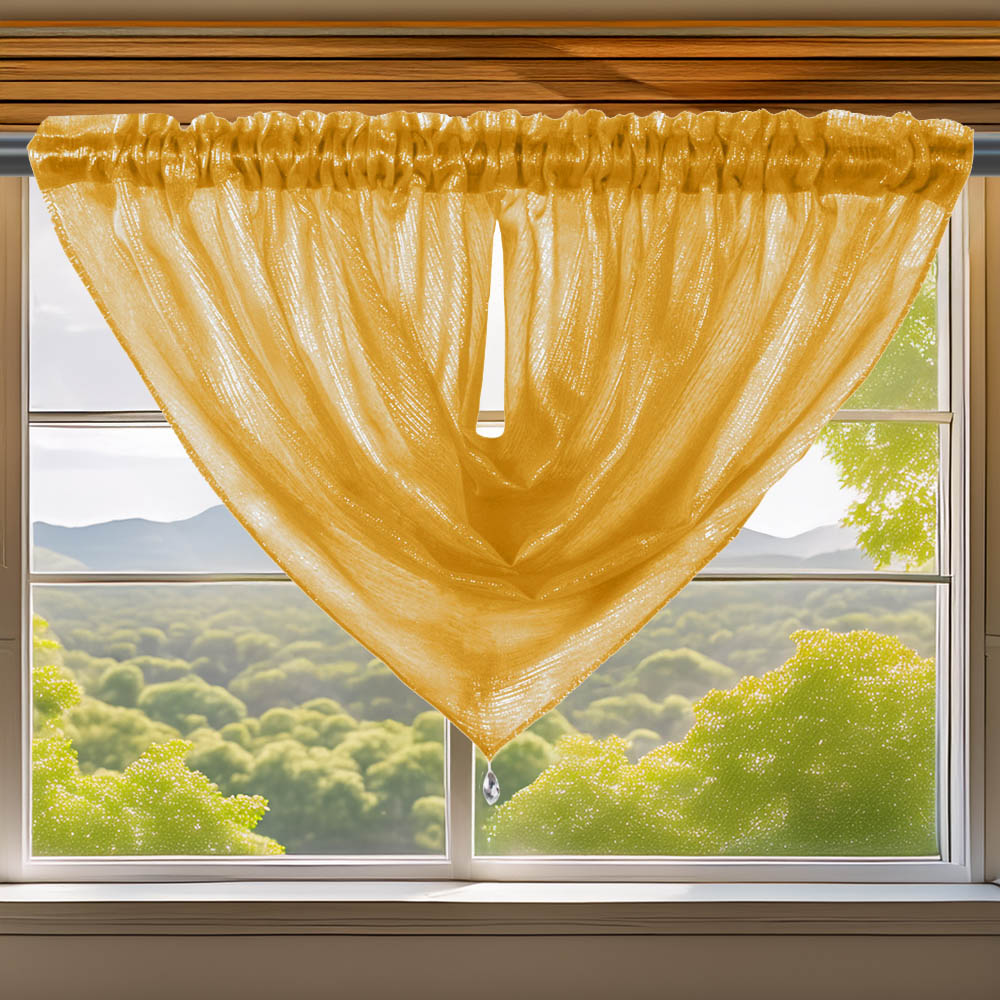 Velosso Alessandria Yellow Slot Top Swag Voile Panel Curtain 112 x 99cm Image 1