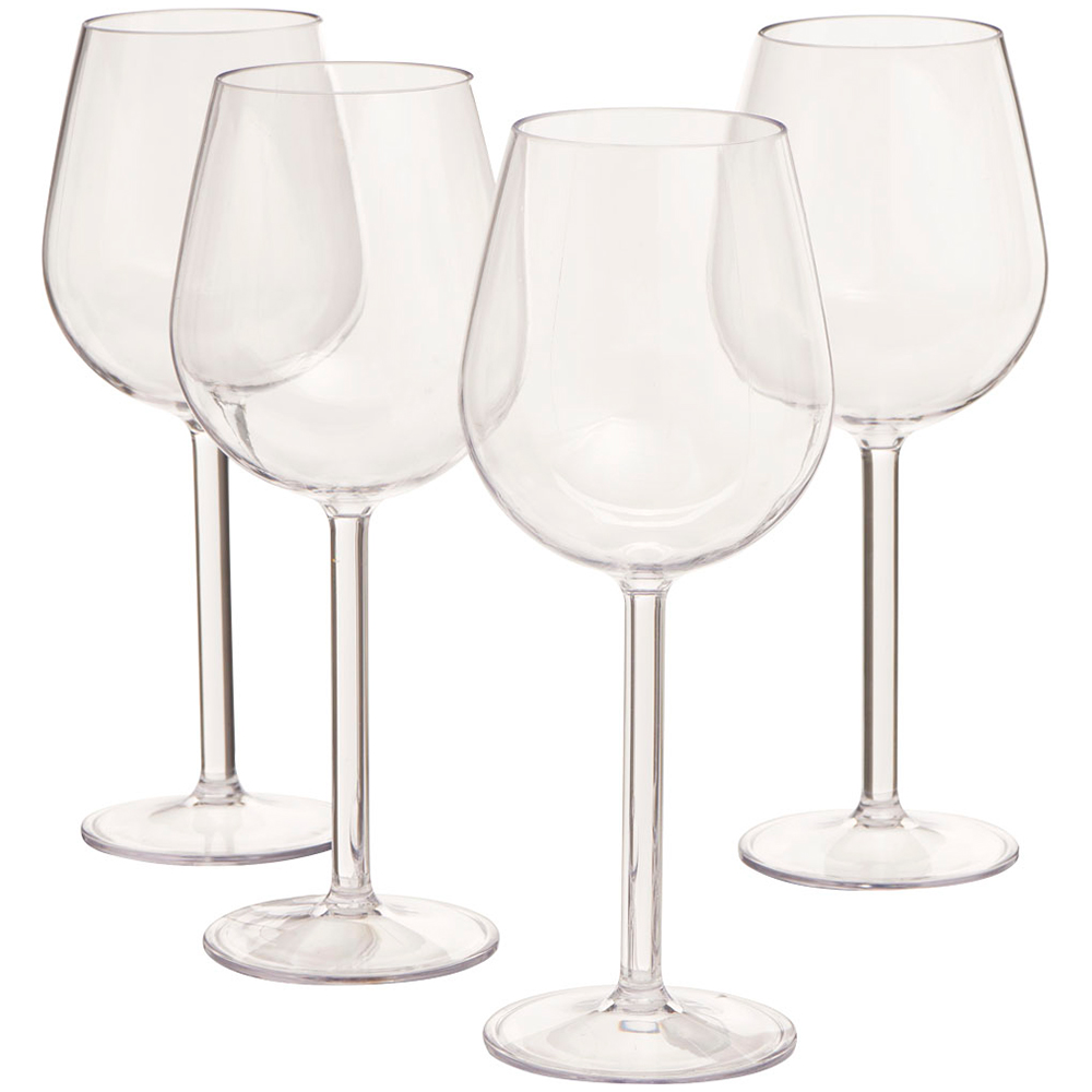 Wilko Clear Plastic Wine Glasses 4 Pack Image 1