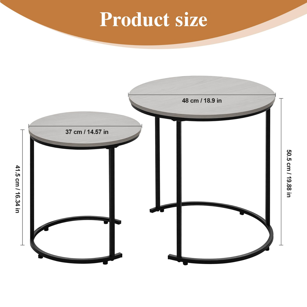 Alivio Grey Round Nesting Coffee Tables Set of 2 Image 7