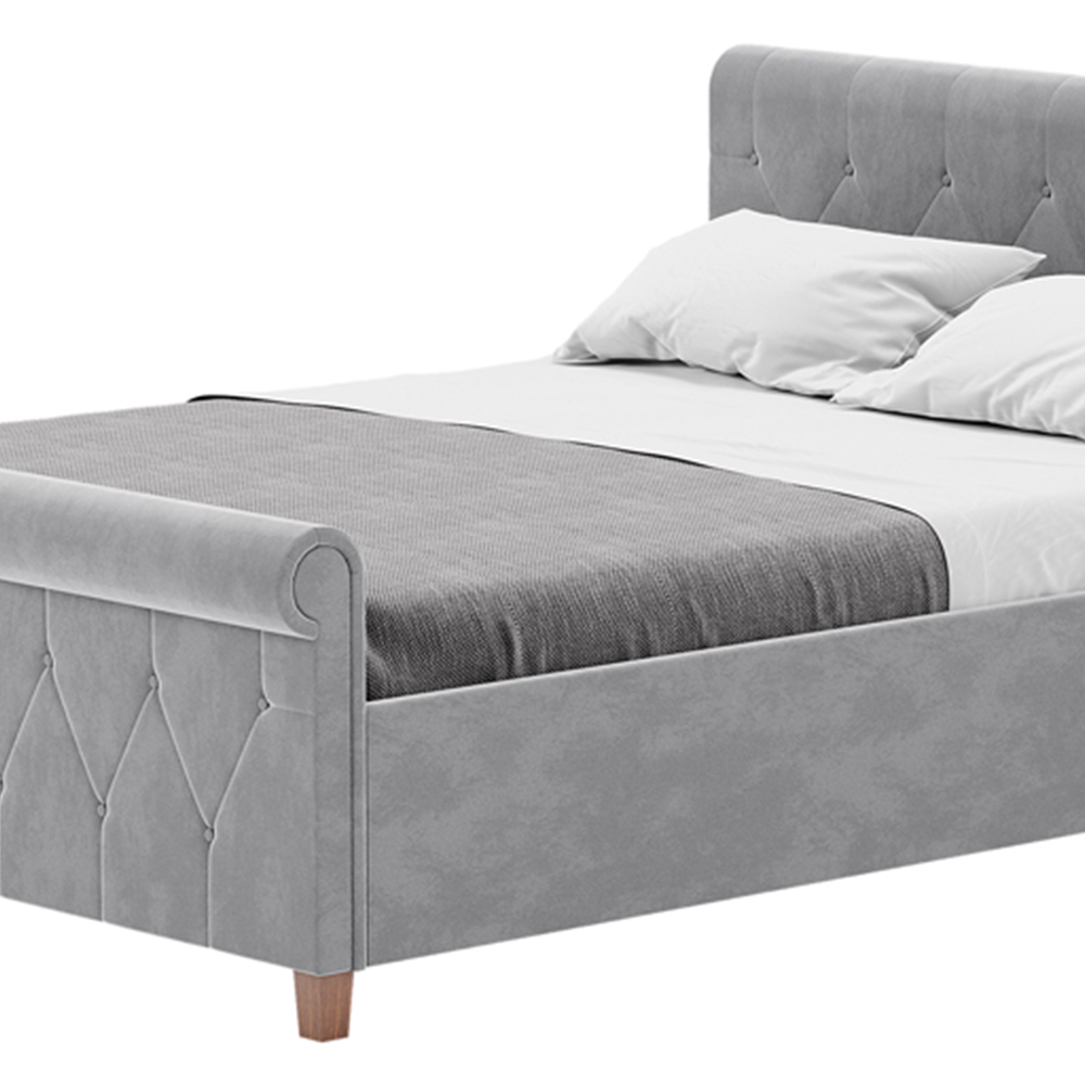Home Vida Vittorio King Size Light Grey Velvet Bed Image 3
