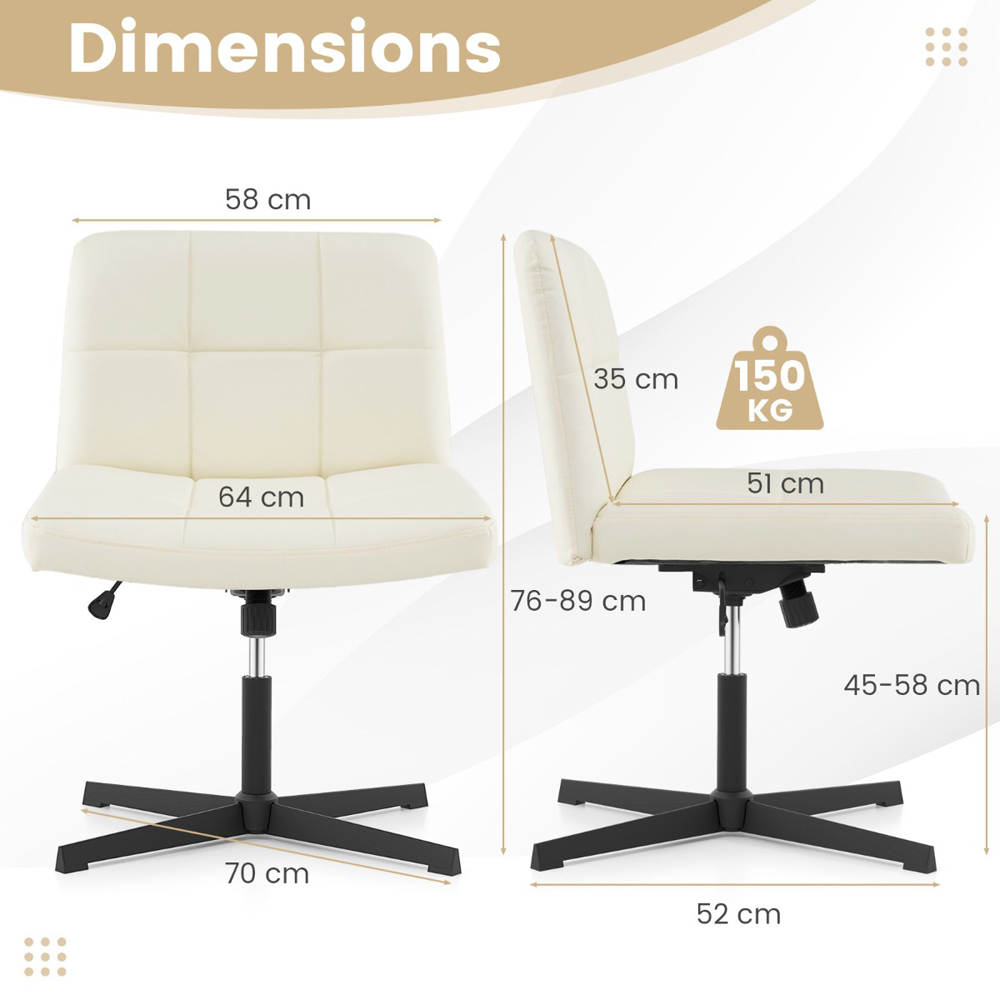 Costway Beige PU Leather Upholstered Office Chair Image 9