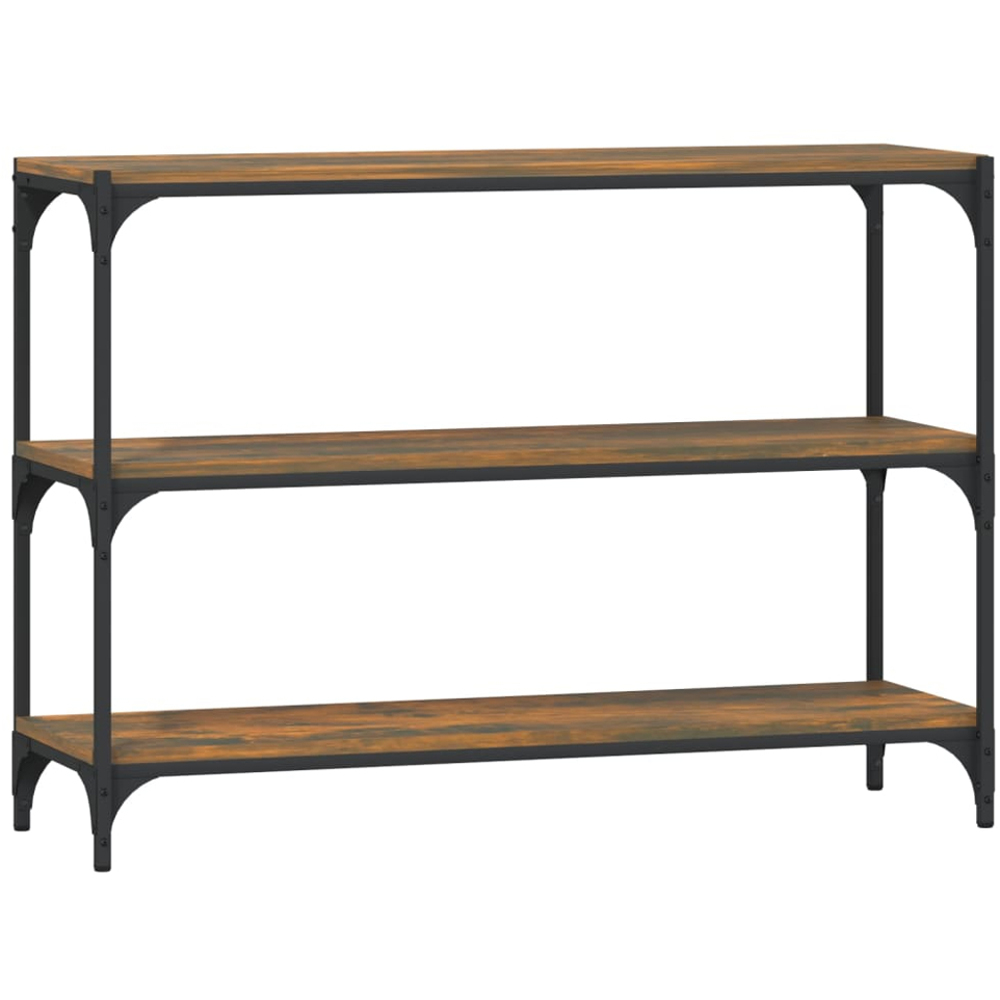 vidaXL 3 Shelf Smoked Oak Processed Wood and Steel Bookcase Image 2