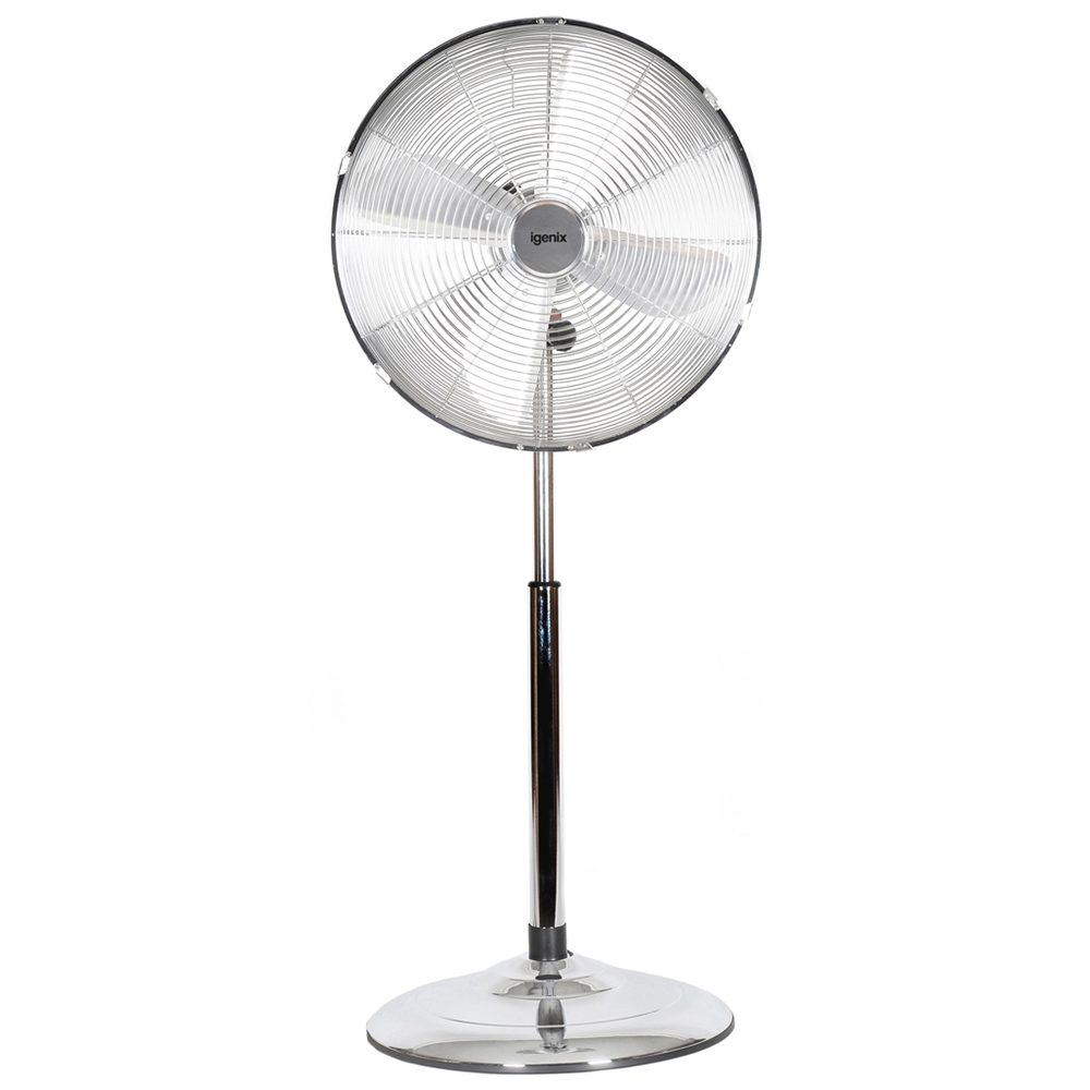 Igenix Silver Chrome Pedestal Fan 16 inch Image 1