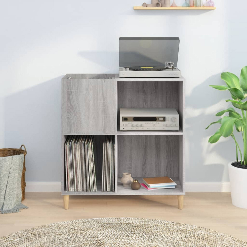 vidaXL 3 Shelf Grey Sonoma Record Cabinet Image 7