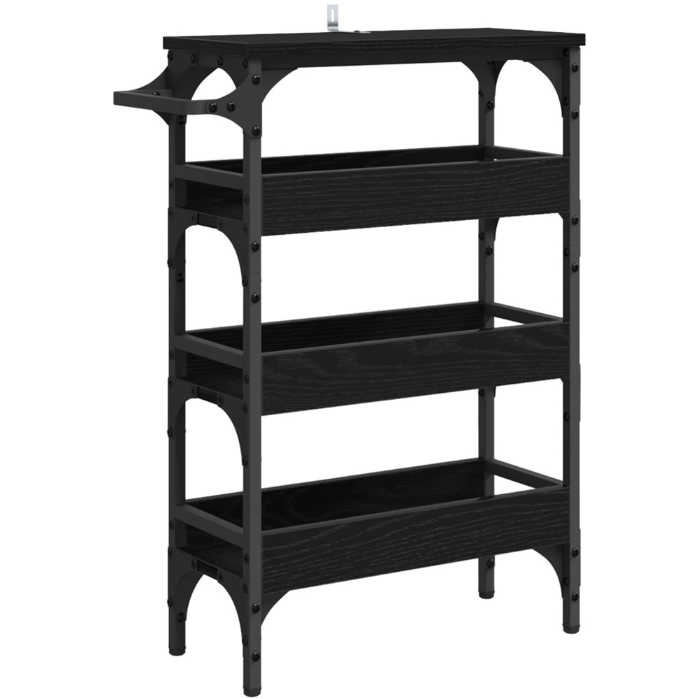 vidaXL 3 Shelf Black Oak Kitchen Trolley with Handle Image 5