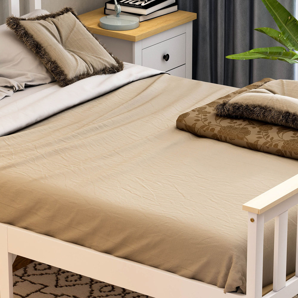 Vida Designs Milan Double White and Pine High Foot Wooden Bed Frame Image 5