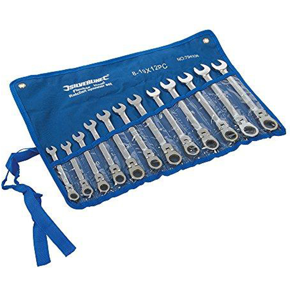 Silverline 12 Piece 8 to 19mm Flexible Head Ratchet Spanner Set Image 3