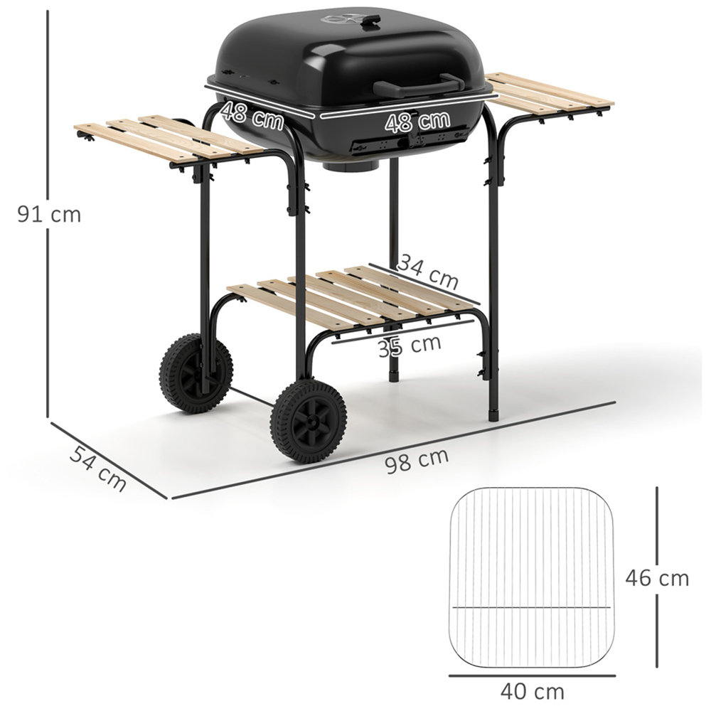 Outsunny Black Charcoal Barbecue Grill with Lockable Lid and Vent Image 9