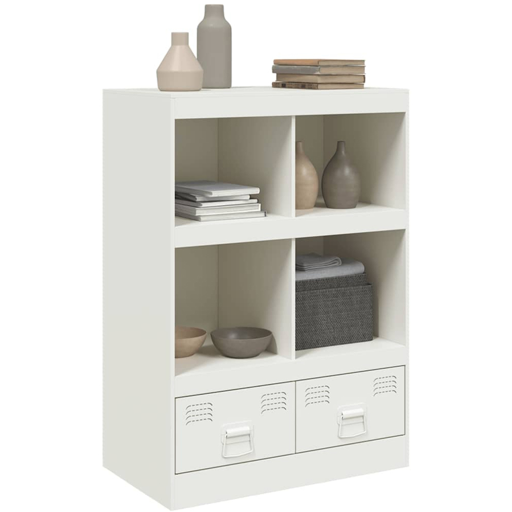 vidaXL 2 Drawer 4 Open Shelf White Steel Highboard Image 4
