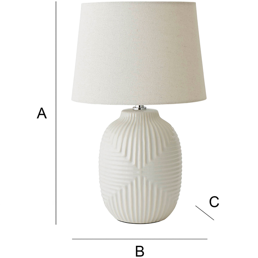 ValueLights Harrison Taper Shade White Geo Ribbed Pattern Gloss Medium LED Table Lamp Image 8