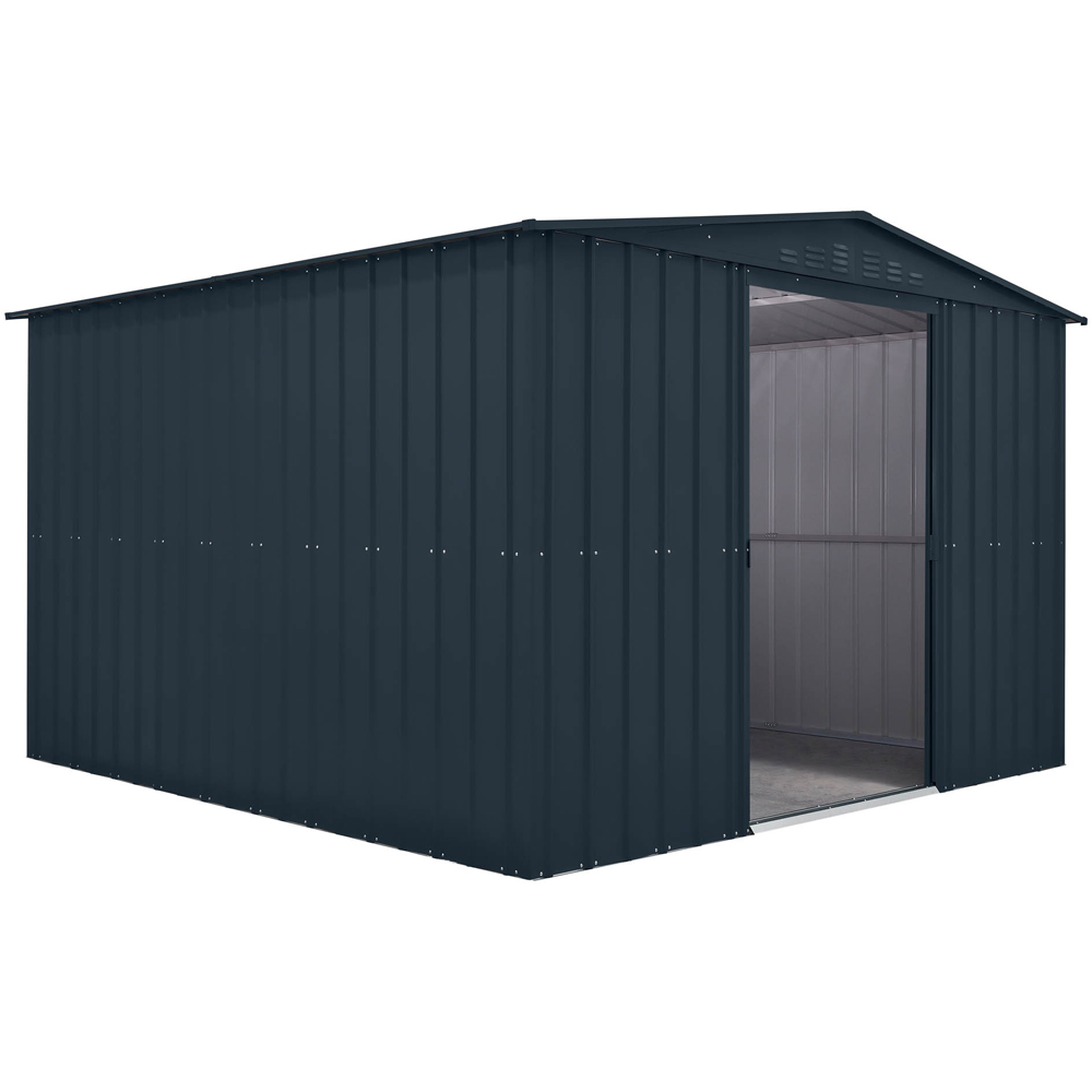 Globel 10 x 10ft 2 Door Grey Metal Apex Garden Shed Image 2