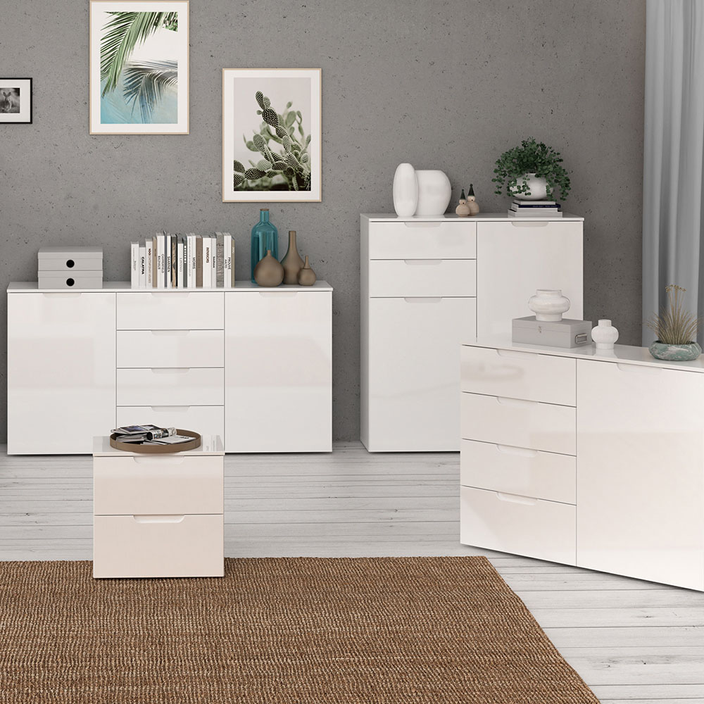 Florence Sienna 2 Door 2 Drawer White High Gloss Cabinet Image 6