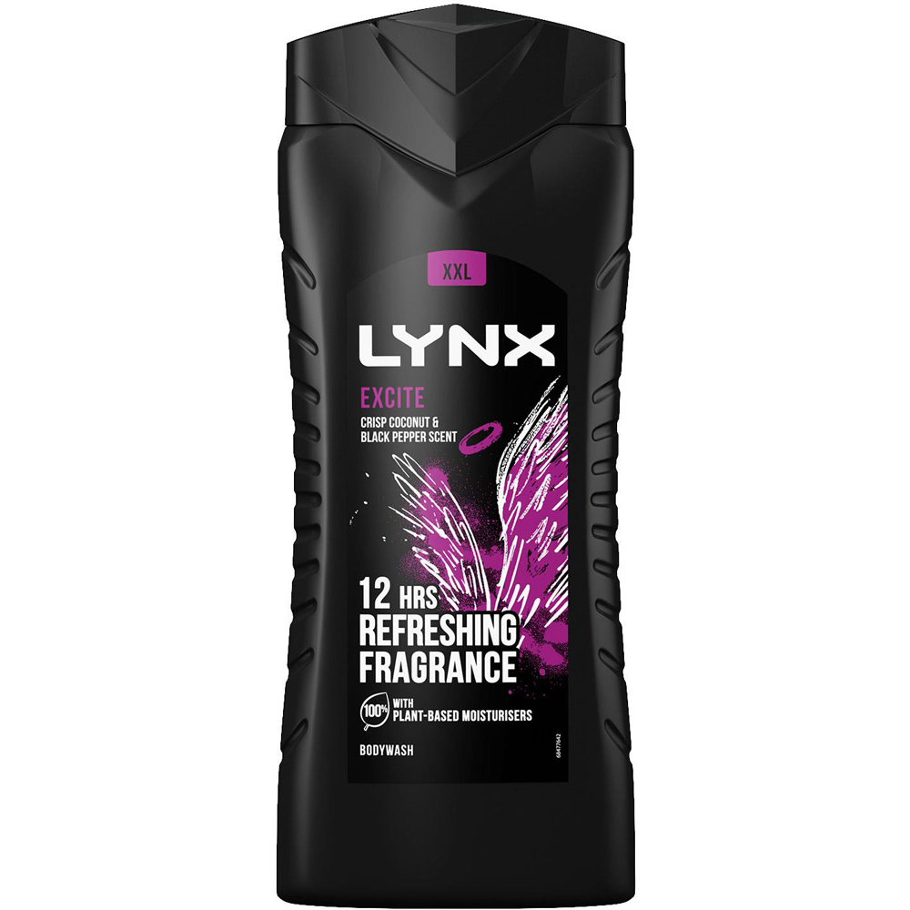 Lynx Excite Black Pepper and Crisp Coconut Shower Gel 500ml and Body Spray 250ml 6 Pack Image 3