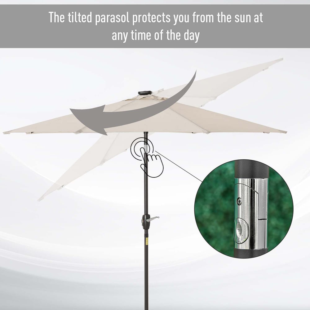 Outsunny Off White 24 LED Crank and Tilt Parasol 2.75m Image 6