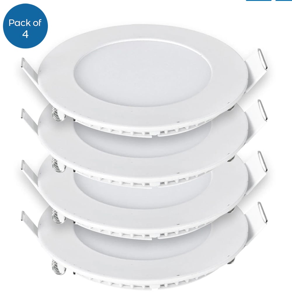 ENER-J 3W 6000K Recessed Round LED Mini Panel Downlight 4 Pack Image 1