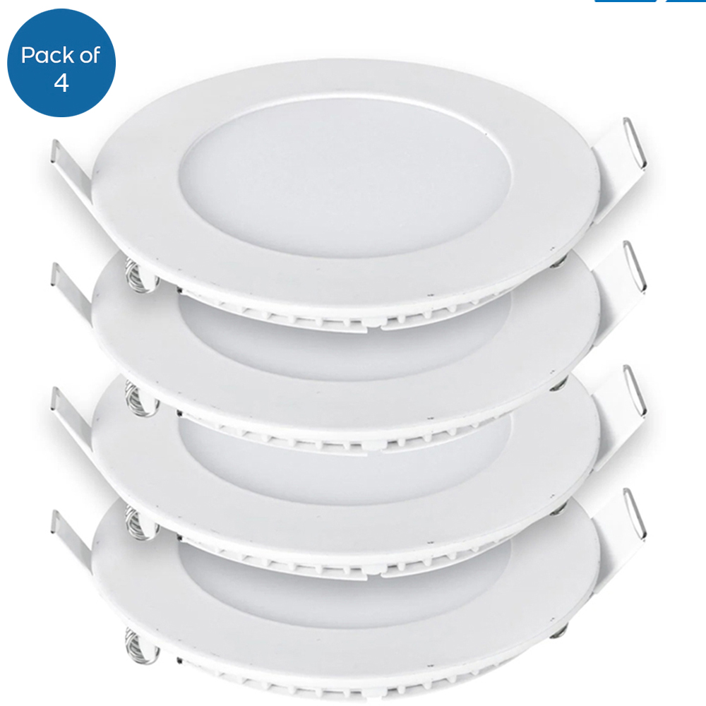 ENER-J 12W 3000K Recessed Round LED Mini Panel Downlight 4 Pack Image 1
