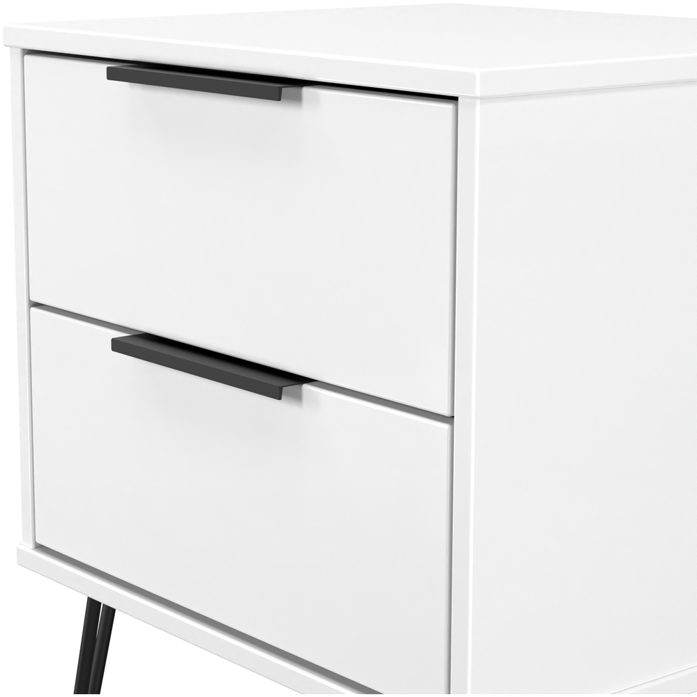 Crowndale Hong Kong 2 Drawer Matt White Compact Bedside Cabinet Ready Assembled Image 4