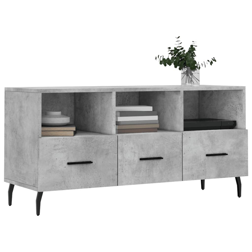 vidaXL 3 Drawer 3 Shelf Concrete Grey TV Cabinet Image 3