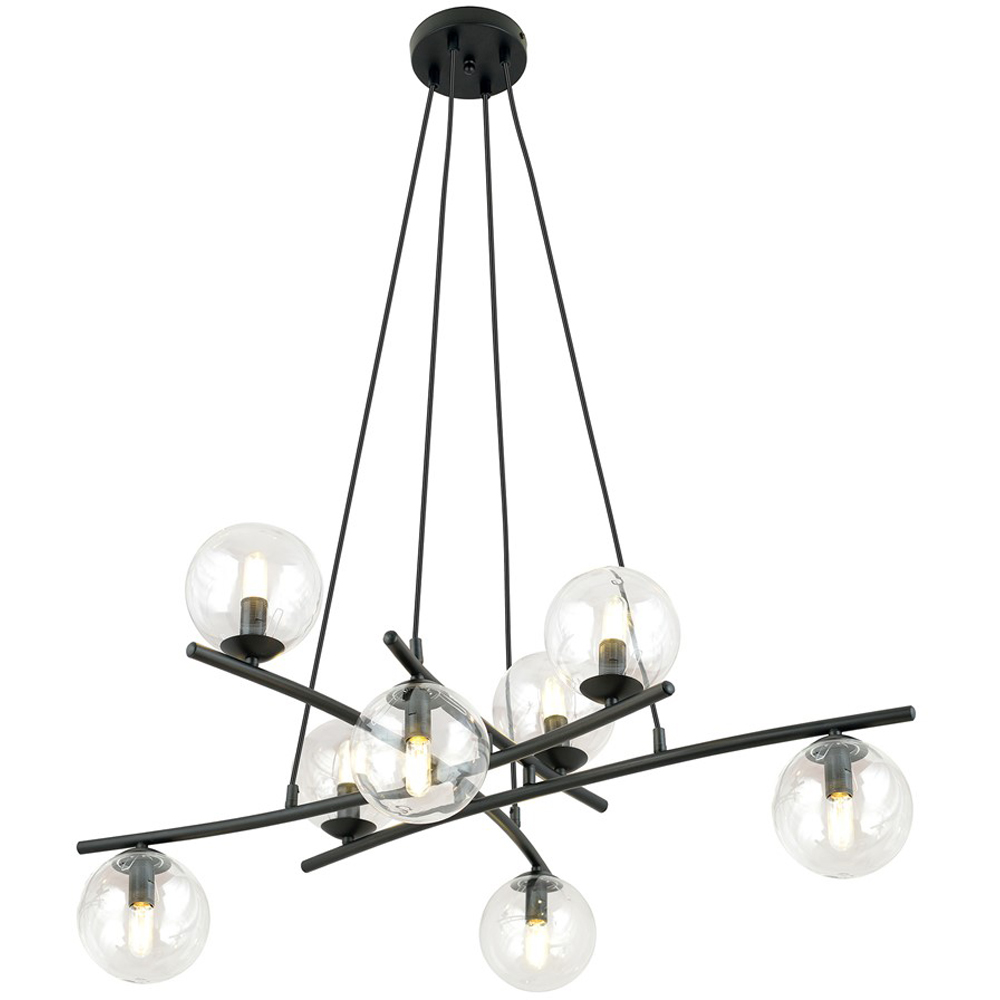 Emibig Essa 8 Light Transparent Shade Black E14 Ceiling Pendant Light Image 3