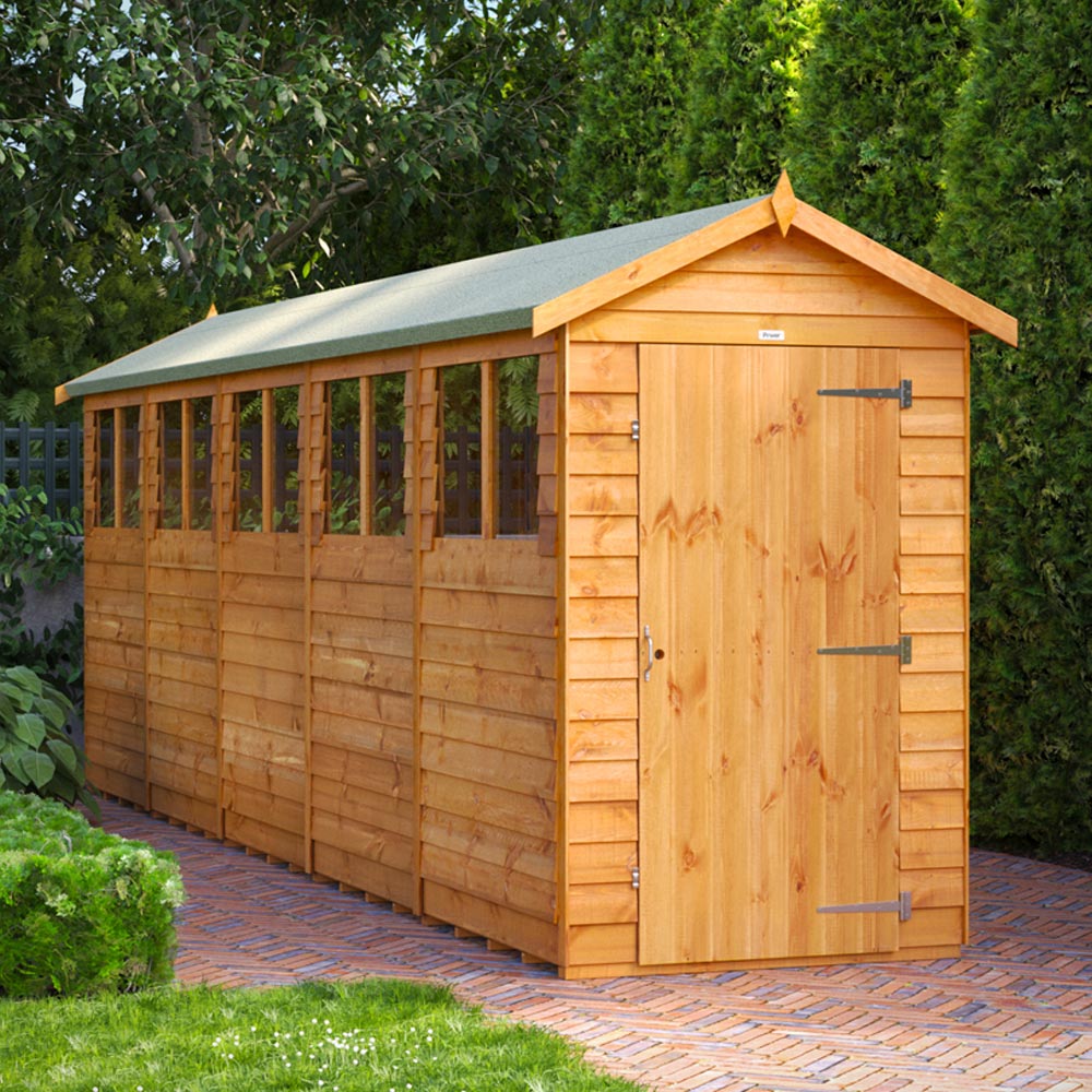 Power Sheds 20 x 4ft Overlap Apex Wooden Shed with Window Image 2