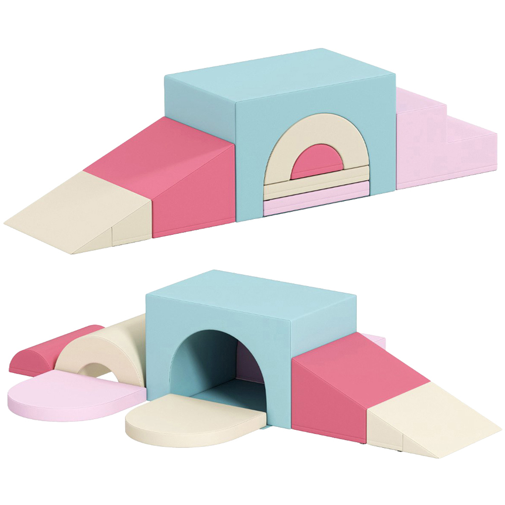 Costway Pink Foam Climbing Indoor Block Set 7 Piece Image 3