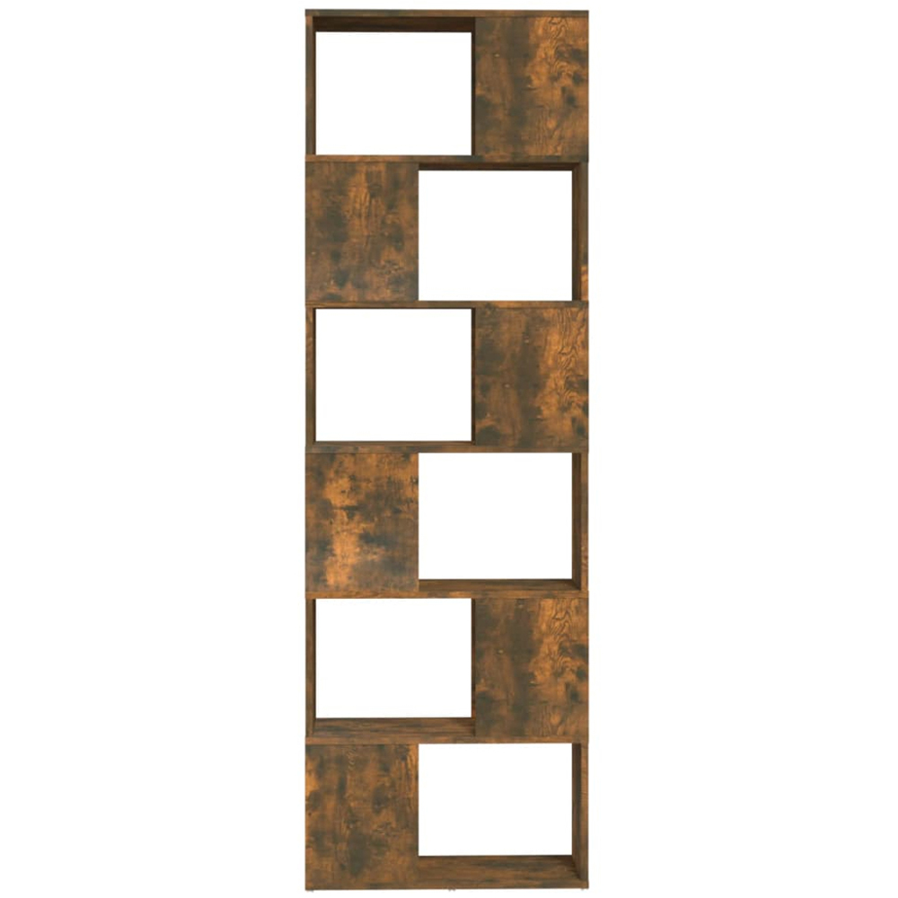 vidaXL 6 Shelf Smoked Oak Bookcase Image 3