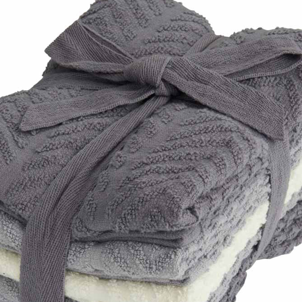 Wilko Grey and Cream Tea Towel 5 Pack Image 5