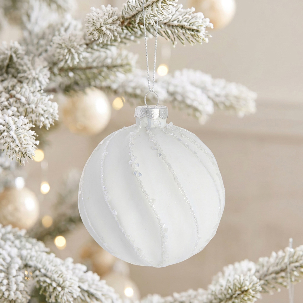 Matte White Ridged Bauble Image 2