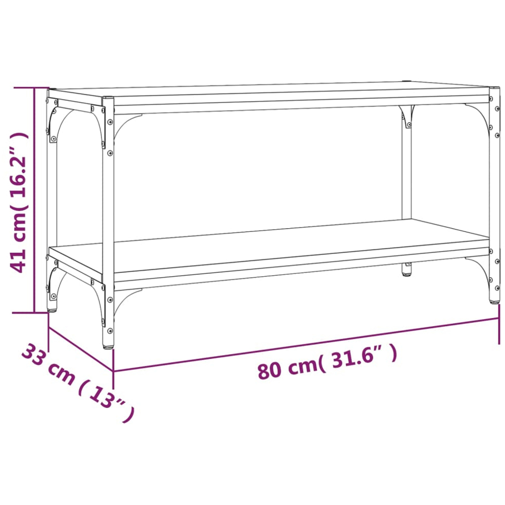 vidaXL Single Shelf Grey Sonoma Wood and Steel TV Cabinet Image 9