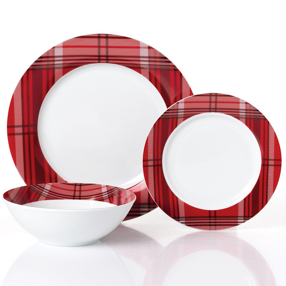 Waterside Christmas Red Tartan 12 Piece Dinner Set Image 3