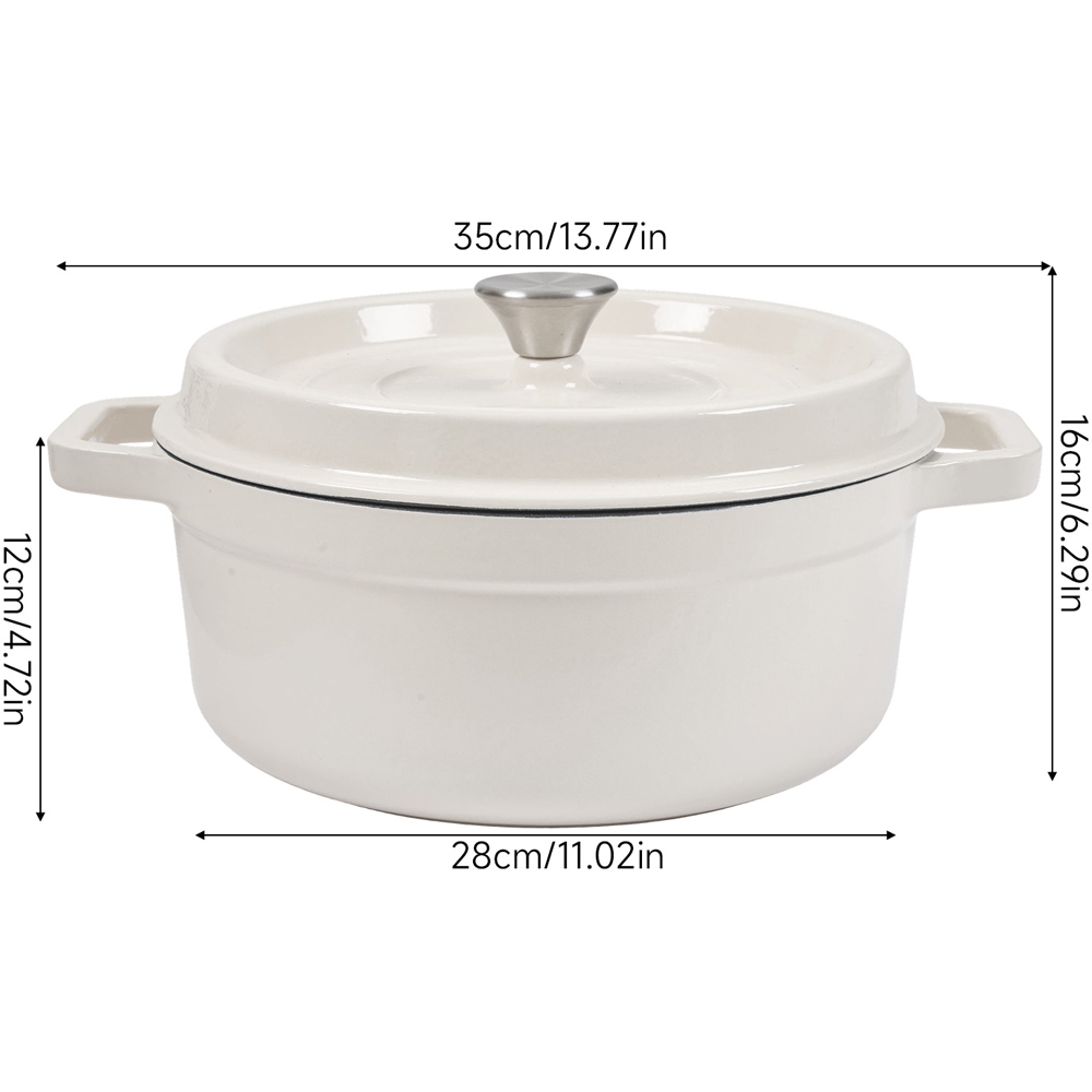 Living and Home Beige White Enamelled Cast Iron Dutch Oven Pot 6L Image 8