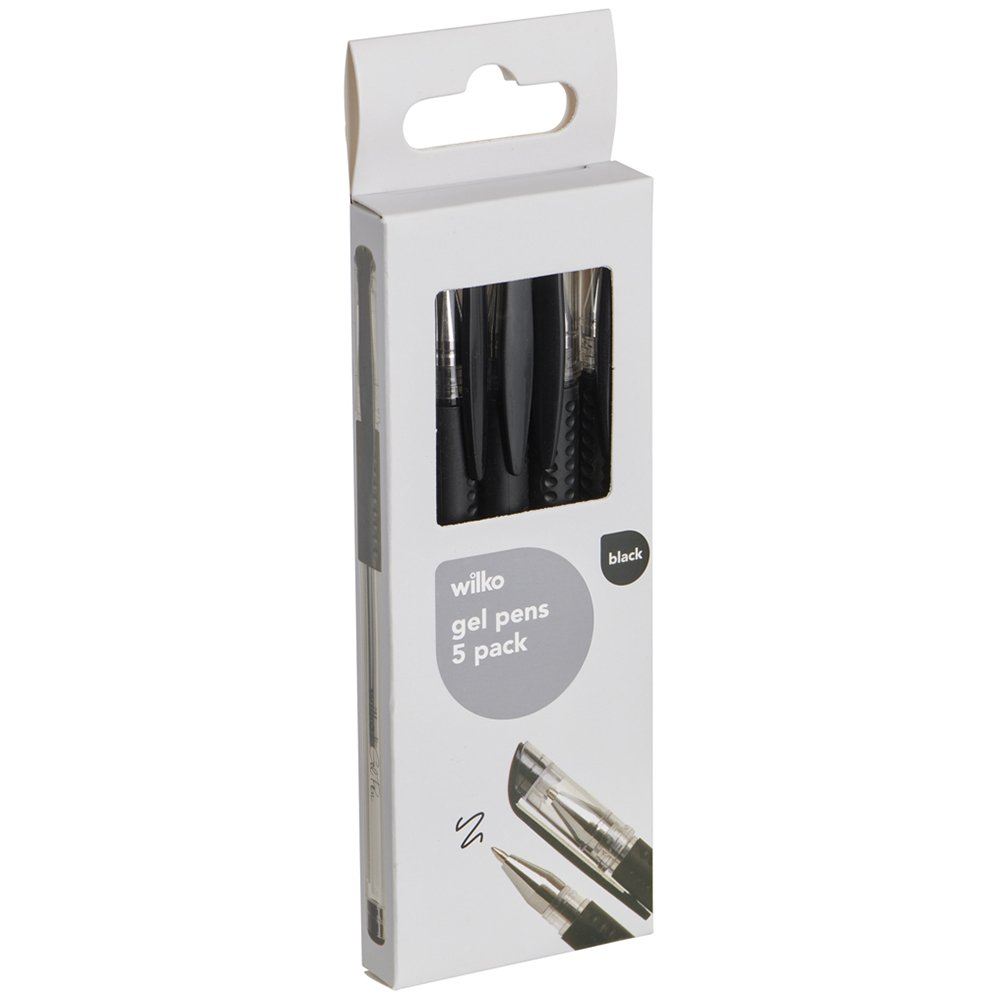 Wilko Fine Black Gel Pens 5 pack Image 6