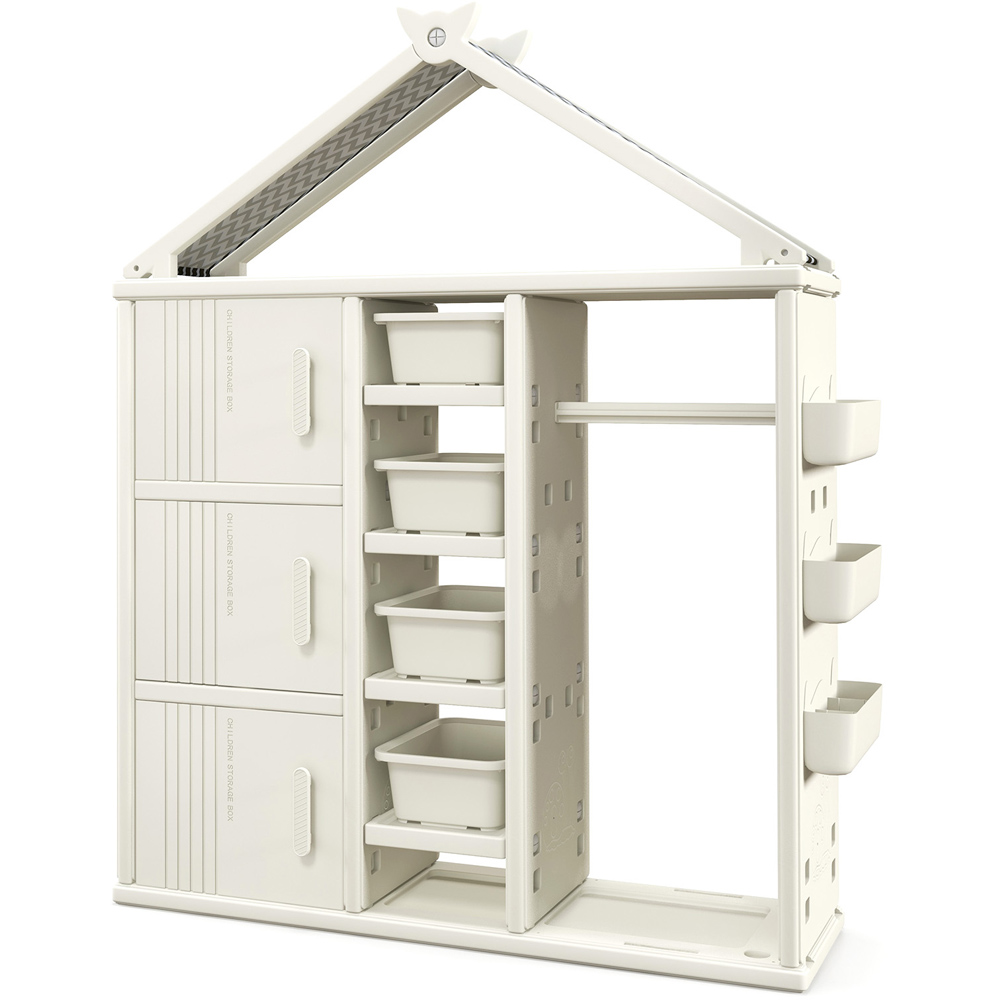 Costway 3 Door 4 Shelf White Kids Storage Closet Image 2