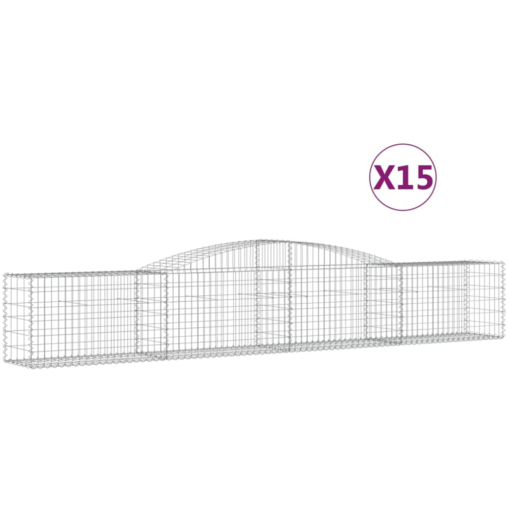 vidaXL Silver Galvanised Iron Arched Gabion Basket 400 x 50 x 60/80cm 15 Pack Image 4