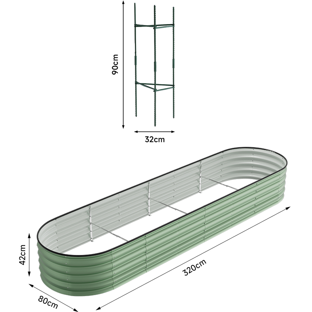 Living and Home Green Oval Galvanised Steel Raised Garden Bed 320 x 42cm Image 8