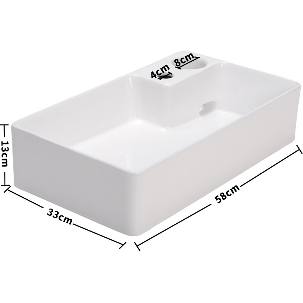 H&O Direct Ceramic Countertop Bathroom Basin with Drain Image 5