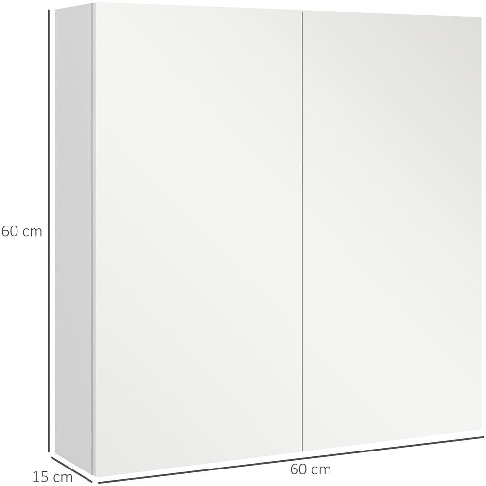 Kleankin 2 Door White Wall Mounted Mirrored Bathroom Storage Cupboard Image 9