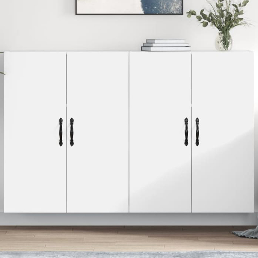 vidaXL 2 Door White Wall Mounted Storage Cabinet 2 Pack Image 1