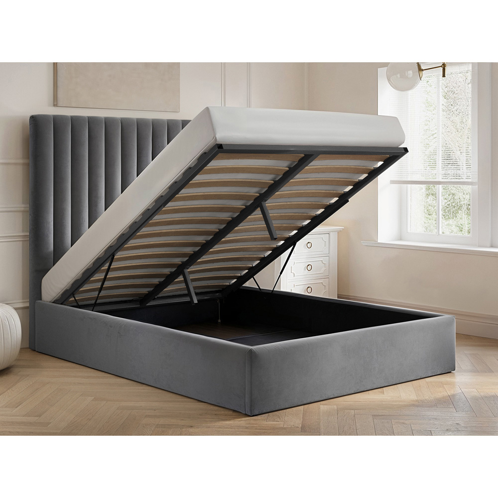 Flair Everley Double Grey Fabric Ottoman Bed Image 6