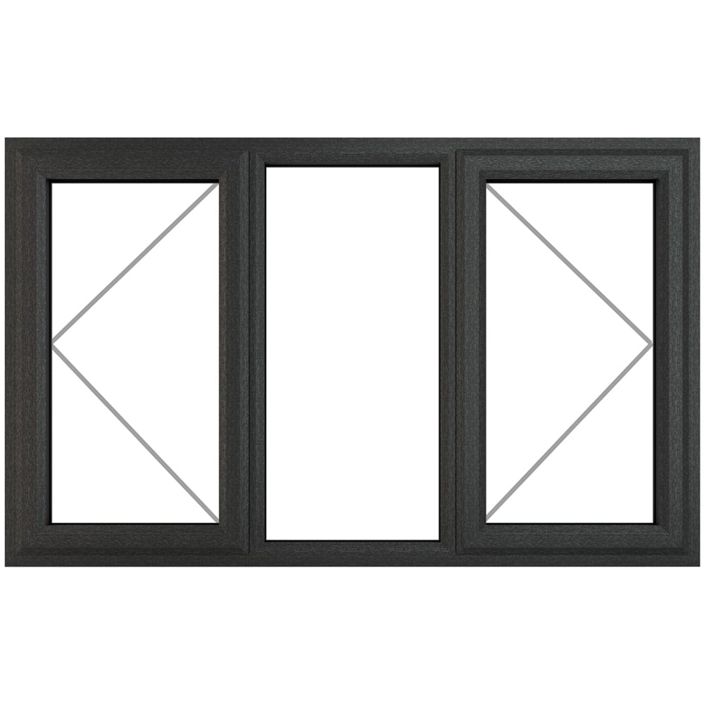 Crystal uPVC Double Glazed Window LH & RH Side Hung Fixed Centre Grey White Clear Glass 1770x1040mm Image 2