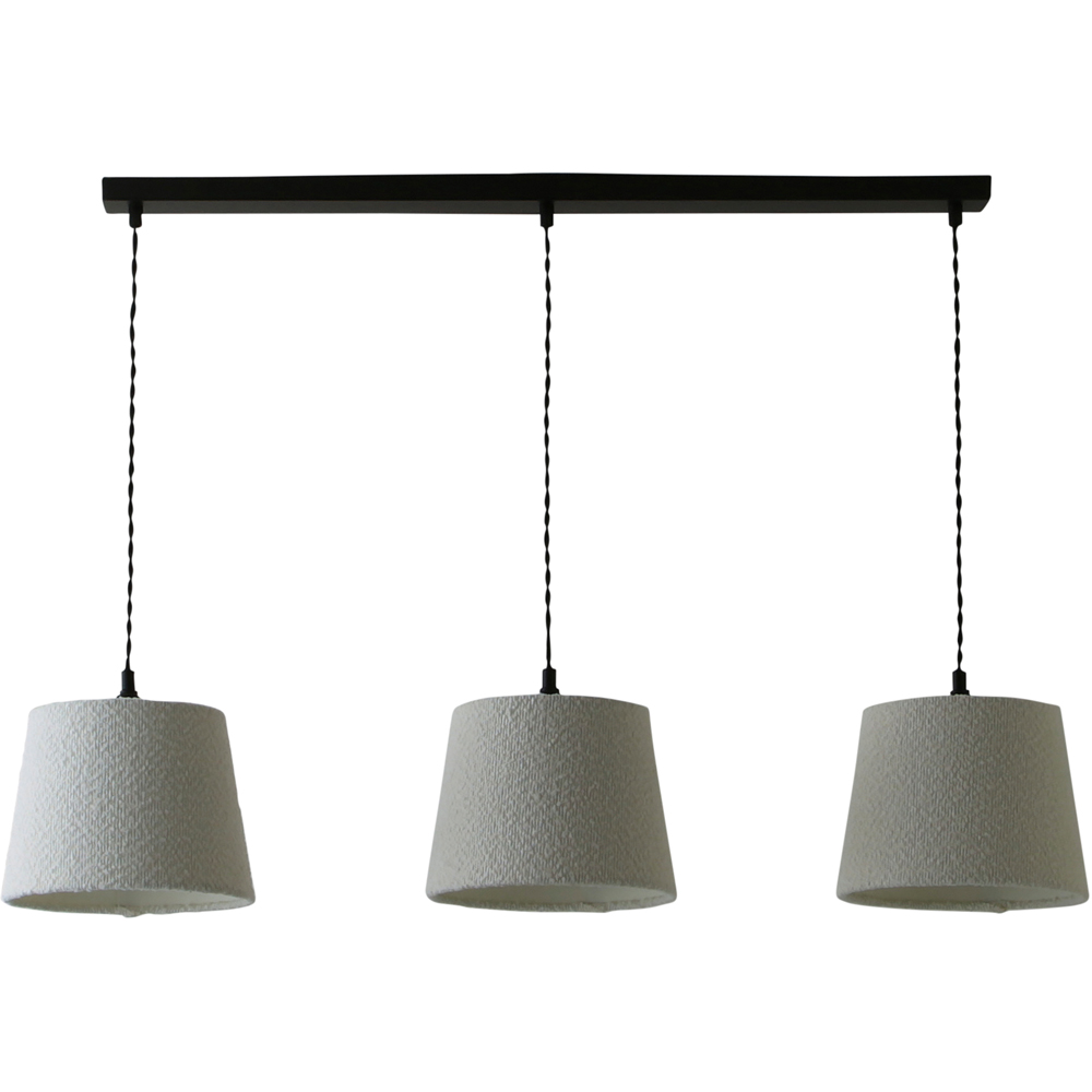 ValueLights Rory Tapered Cream Boucle Lamp Shade 3 Drop Ceiling Pendant Light with LED Bulbs Image 1
