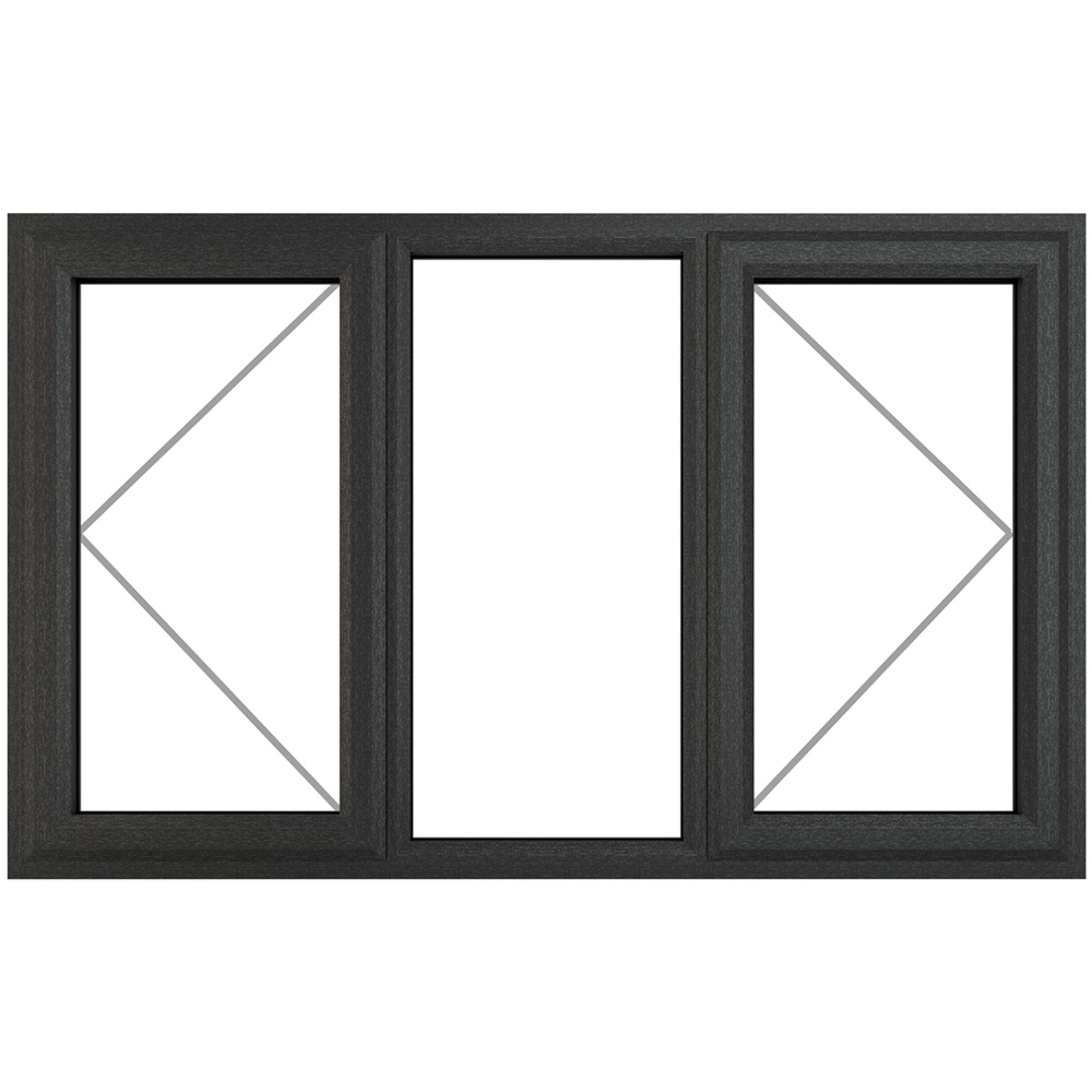 Crystal uPVC Double Glazed Window LH & RH Side Hung Fixed Centre Grey White Clear Glass 1770x965mm Image 2