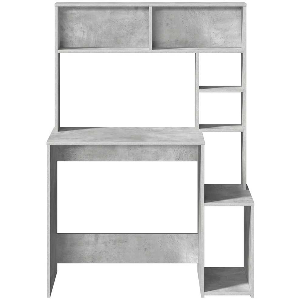 vidaXL 6 Shelf Study Desk Concrete Grey Image 3