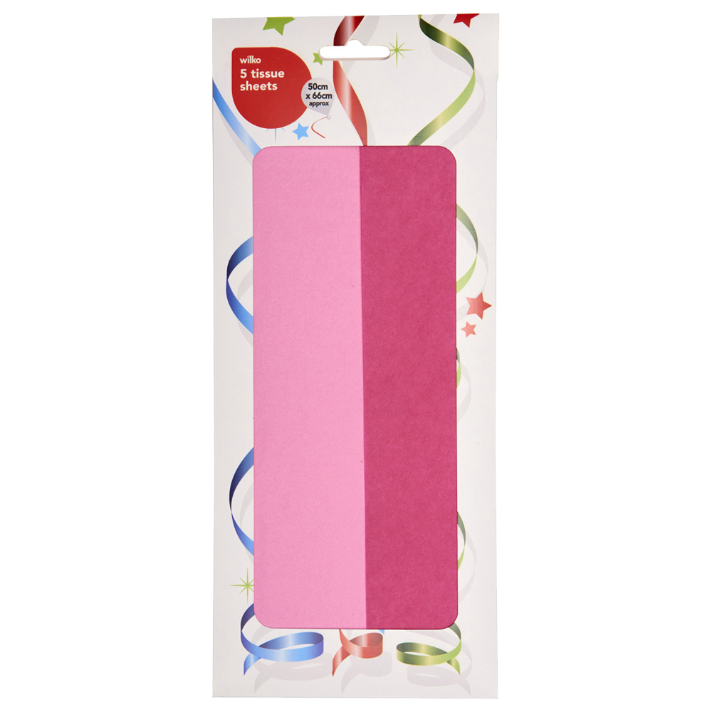 Wilko Pink Tissue Paper 5 Pack Image 1