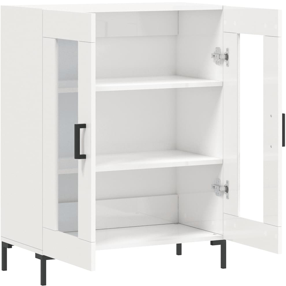 vidaXL 2 Glass Door High Gloss White Sideboard Image 4