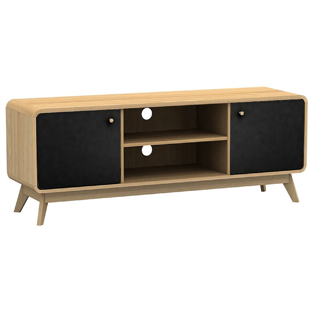 Loft24 Cassie 2 Door 2 Shelf Black Oak TV Stand Image 2
